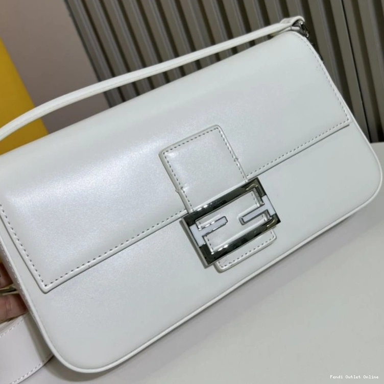 Cheap Medium Tiffany Leather Bag Baguette White In Fendi Smooth 0715